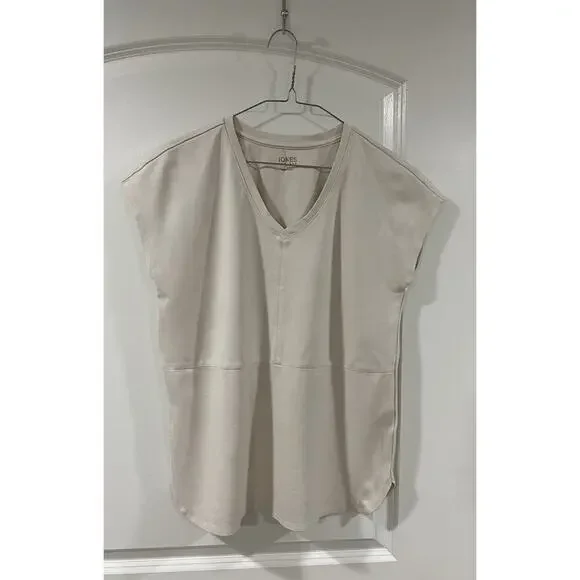 jones new york beige serenity knit v-neck dolman tee size S - Picture 2 of 8